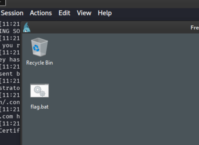 THMIIS desktop after RDP connection via socat port forward